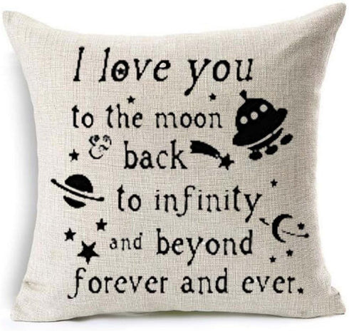I Love You To The Moon Back Decorative Throw Pillow Case, 18 x 18 Inches, Spacecraft Star Design