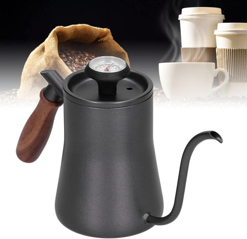 Coffee Kettle - Hand Breathe Stainless Steel Pot with Fine Mouth for 550Ml Pour Over Coffee Makers (Black)