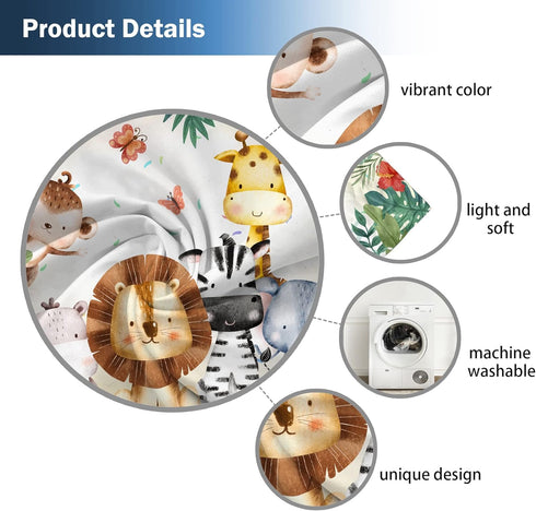 Yilinata 84 84 Jungle Safari Window Curtains for Kids Boys Girls Watercolor Cartoon Forest Animals Baby Living Room
