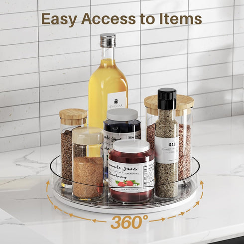 LAMU 2 Pack Lazy Susan Turntable Organizer for Cabinet Refrigerator 10''/10.6'' Kitchen Pantry Organizers and Storage Spices Rack Organization, Cabinet Medicine Organizer, Bathroom Makeup, Clear by LAMU