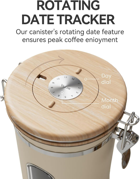 Set,Airtight Coffee,Beans,Tea,Flour,Cereal,22OZ,Cream Veken Coffee Sugar Canister with Window, Coffee Lover Gift