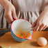 Blue Fish Pattern Kitchen Ceramic Mixing Bowl, 0.5 Quart, with Pouring Spout and Handle