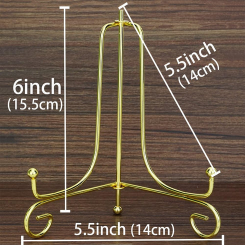 Artliving (2 pack 6 Inch Iron Display Stand, Gold Iron Easel Plate Display Photo Holder Stand, Displays Picture Frames, Cookbooks, Decorative Plates, Tablets and Art
