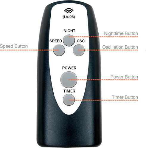 Replacement Remote Control for Lasko Oscillating Tower Fan Models 2033666D, 2033666C, T42050, T36205, T42552