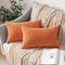 MIULEE Fall Pack of 2 Orange Pillow Covers - 12x20 Inch Soft Boho Striped Corduroy Decorative Cushion Cases