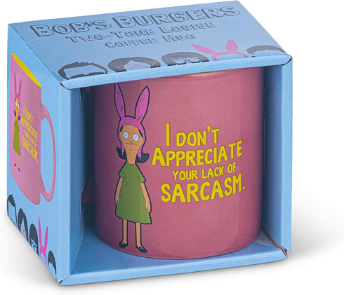 Bob's Burgers Coffee Mug - I Don't Appreciate Your Lack Of Sarcasm, 12oz Louise Belcher Printed Mug