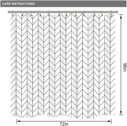 Riyidecor Chevron Shower Curtain, Geometric Herringbone 72Wx96H Inch, Extra Long Fabric Bathroom Set