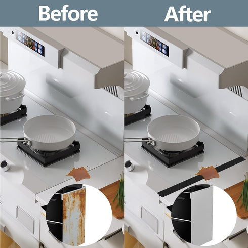 Silicone Stove Gap Covers (2PCS), 25 inch Heat Resistant Stove Guard for Kitchen Oven Counter Side Gap, Black