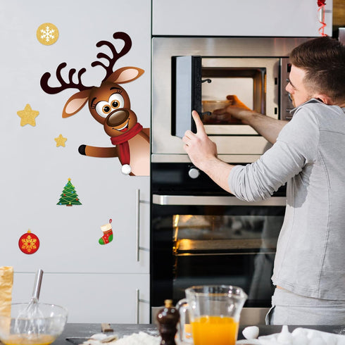 Christmas Refrigerator Magnets Set, Cute Funny Fridge Stickers for Holiday Decoration (Reindeer, 15 Pieces)
