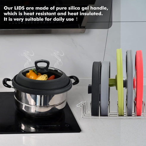 Collapsible Microwave Splatter Cover, Glass Food Cover with Handle, Silicone Steam Vents, Dishwasher Safe (10.5 inch)
