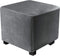 DUJUIKE Square Ottoman Covers Protector, Stretch Comfortable Velvet, Elastic Bottom, Grey (Size S: 13-18"/15-18")