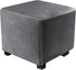 DUJUIKE Square Ottoman Covers Protector, Stretch Comfortable Velvet, Elastic Bottom, Grey (Size S: 13-18"/15-18")