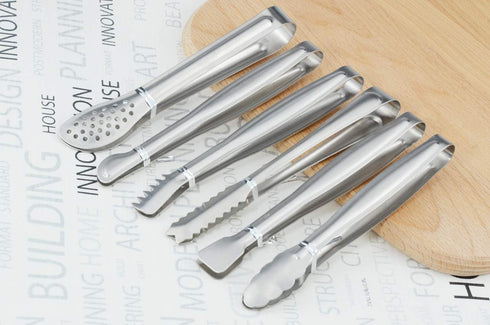 Small Serving Tongs Set, 6-Inch Appetizer Tongs, Stainless Steel Mini Tongs, Set of 6