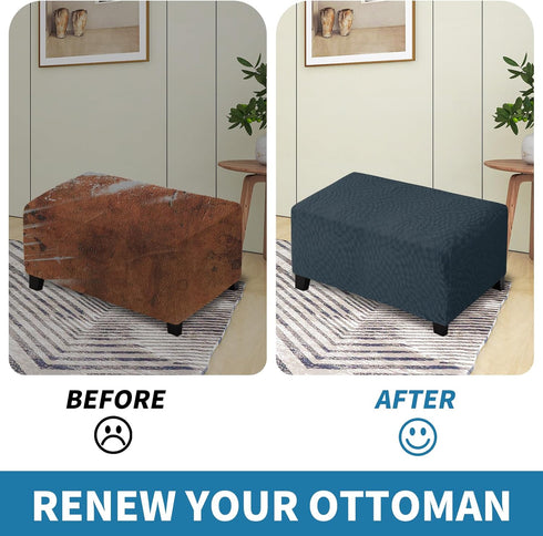 2026 (L:28"-34") ZNSAYOTX Rectangle Ottoman Cover Super Stretch Soft Footrest Slipcover Form Fit, Universal Folding