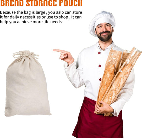 Mozeat Lens 2Pcs 12 16 Linen Large Drawstring Storage Bags, Reusable x in Cotton Bread Bags Keeps Bread Fresh