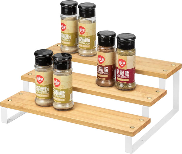 Spice Rack Kitchen Cabinet Organizer - 3 Tier Seasoning Shelf, Step Spice Storage Holder for Kitchen Cabinet, Pantry,