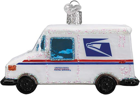 Old World Christmas Ornaments, USPS Mail Truck Glass Blown Ornaments for Christmas Tree