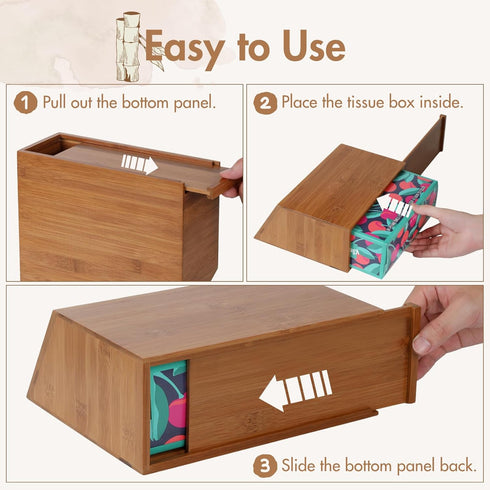 Gobam Carbonized Bamboo Hand Towels Box Cover, Compatible with Kleenex Hand Towels, Wall Mountable Paper Towel Holder