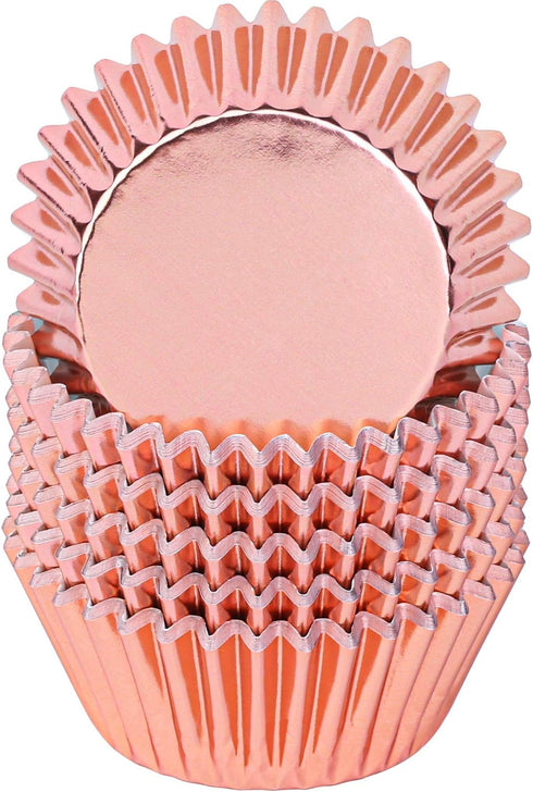 URATOT 100 Pieces Rose Gold Foil Metallic Cupcake Liners, Muffin Wrappers, Muffin Paper Cases, Foil Baking Cups