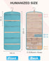 BAGSMART Hanging Jewelry Organizer, Large Teal Necklace Holder with 20 Jewelry Bags, Travel Storage Roll with Pockets
