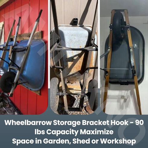 Wheelbarrow Storage Bracket/Hook - 90 lbs Capacity, Maximize Space in Garden, Shed or Workshop