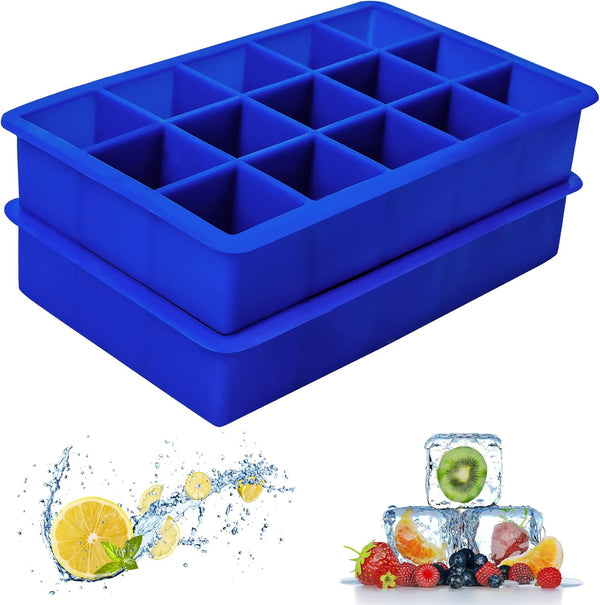 Ozera 2 Pack Silicone Ice Cube Tray, Easy Release Molds for Whiskey, Cocktail, Chocolate