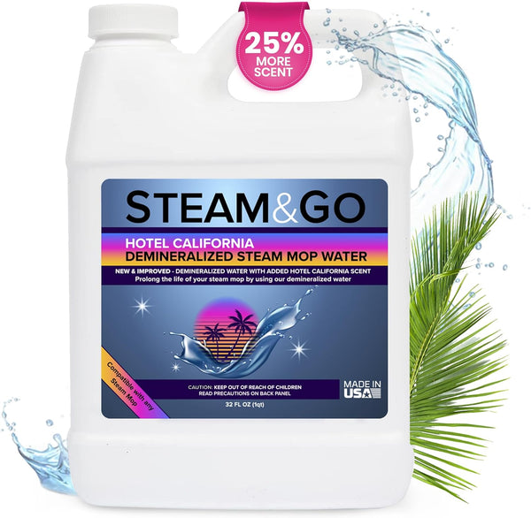 Steam and Go Demineralized Water: Multi-Surface Cleaning Solution for Steam Cleaners, Ideal for Home and Office