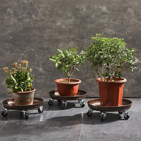 FLRISNTIG 12" 200lbs 2 Pack, Heavy Duty Plant Dolly with Wheels, Metal Rolling Plant Stand with Casters, Round Wheeled