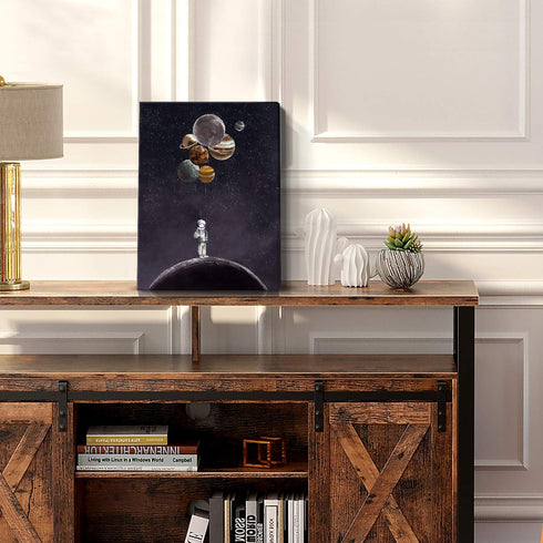 ARTZON Inspirational Wall Art Canvas Print, Astronaut Holding Planet Framed Artwork for Bedroom & Office, 12x16inch