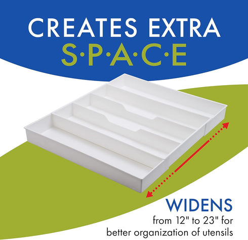 Dial Industries 2544 Expand-A-Drawer Utensil Organizer Tray, White