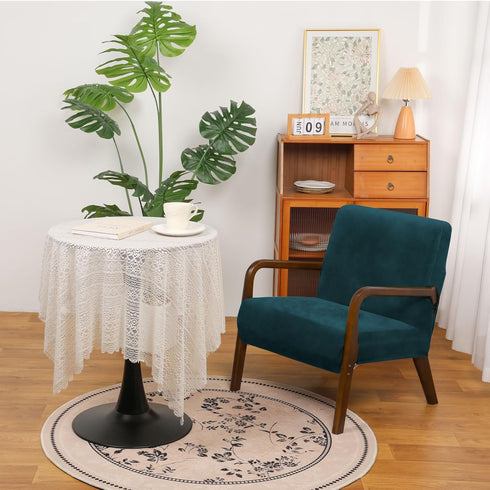 NICEEC Dark Teal Spandex Mid Century Chair Covers Stretch Accent Chair Slipcovers with Arms Super Soft Modern Arm Chair