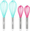 Webake Silicone Whisk Set of 4, 8 Inch and 10 Inch, for Nonstick Cookware