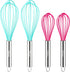 Webake Silicone Whisk Set of 4, 8 Inch and 10 Inch, for Nonstick Cookware