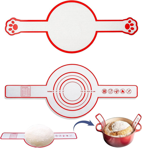 2 Pieces Silicone Bread Sling for Dutch Oven, Non-Stick Baking Mat with Long Straps, Heat Resistant Liners