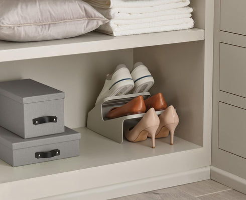 2-Tier 3 Joseph Joseph Shoe-in Space Saving Shoe Rack Organizer, Holds up to Pairs, Small- Ecru