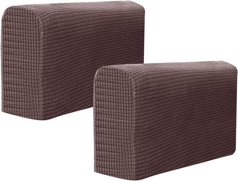 BESPORTBLE Furniture Armrest Protectors, Universal Elastic Sofa Stretch Armrest Cover, 2Pcs (Dark Coffee)