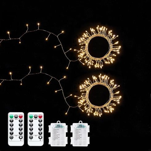 2 Pack 5Ft 60 Fairy Lights Battery Operated, LEDs Firecracker Twinkle Lights with Remote, Copper Wire String Lights