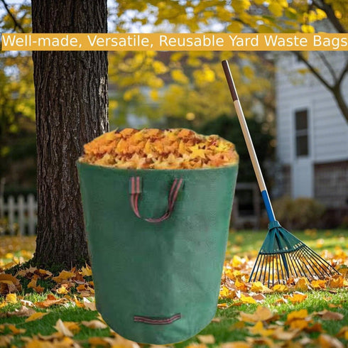 RISETEX 4-Pack 106 4 Gallon Leaf Bags & Yard Waste Collector - Reusable Standable Lawn/Garden/Camping Recycling Bags