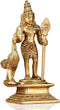 God Murugan Swami Miniature Brass Statue with Peacock, Handcrafted Decor Item for Home, Temple, Gifting, 2.25 x 3 x 4.3
