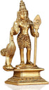 God Murugan Swami Miniature Brass Statue with Peacock, Handcrafted Decor Item for Home, Temple, Gifting, 2.25 x 3 x 4.3