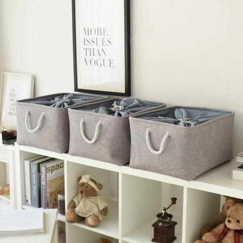TheWarmHome Fabric Storage Bins for Organizing, Large Sturdy Baskets with Handles, Decorative Foldable (3 Pack)