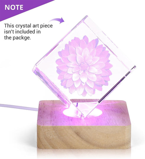 Facmogu Wooden LED Lights Display Stand, Multicolor Premium Rubber Wood, 6 LED for Selenite Tower and 3D Laser Crystal
