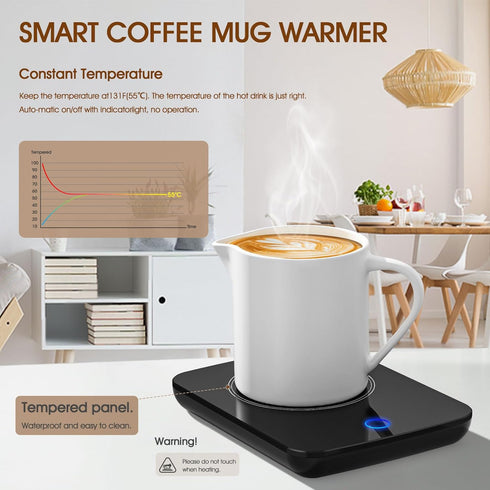 Misby Coffee Mug Warmer with Auto Shut Off, Gravity-Induction for Desk Use, Perfect Gift for Coffee Lovers (Black)