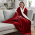 50'' 80'' 3 44oz Tisancy Red Waterproof Bed Blanket, Twin Size x Double Side Leakproof Reversible Sherpa Flannel Fleece