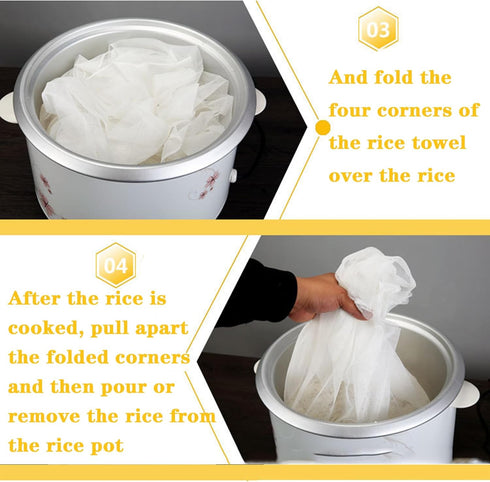 43" x 43" Sushi Rice Cooking Net - Non-Stick Reusable Rice Cooker Napkin, Cooking Steam Cloth, Bamboo Steamer Mat