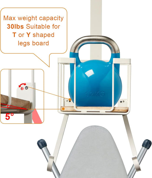Over The Door/Wall Mount Ironing Board Hanger, White, Laundry Room Storage Holder for Iron and Board