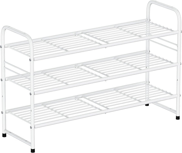 SUFAUY 3 Tier 33" Wide White Metal Shoe Rack for Closet, Stackable