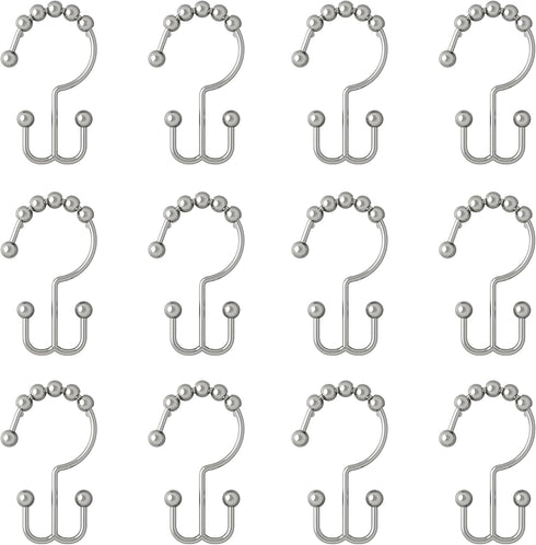 Zenna Home Chrome Shower Curtain Hooks, Set of 12 – Premium Double Roller Glide Rings, Rust Resistant