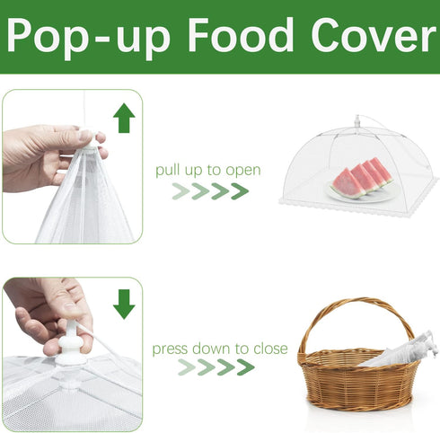 Mesh Food Covers for Outdoors: 10 Pack with 2 Extra Large 40x24 in & 8 Large 17x17 in Collapsible Picnic Nets for