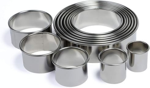 Stainless Steel Round Cookie Cutter Set, 12 Circular Biscuit Cutters, Round Donut Ring Molds for Baking 1.2 Inch Height